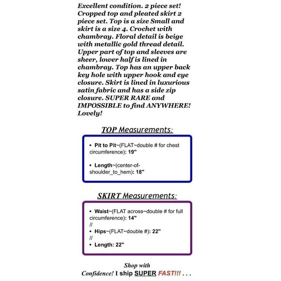 Elie Tahari Sz S 4 Cropped Crochet Lace Chambray Ivory Blue Skirt Top 2pc Set - Picture 16 of 16